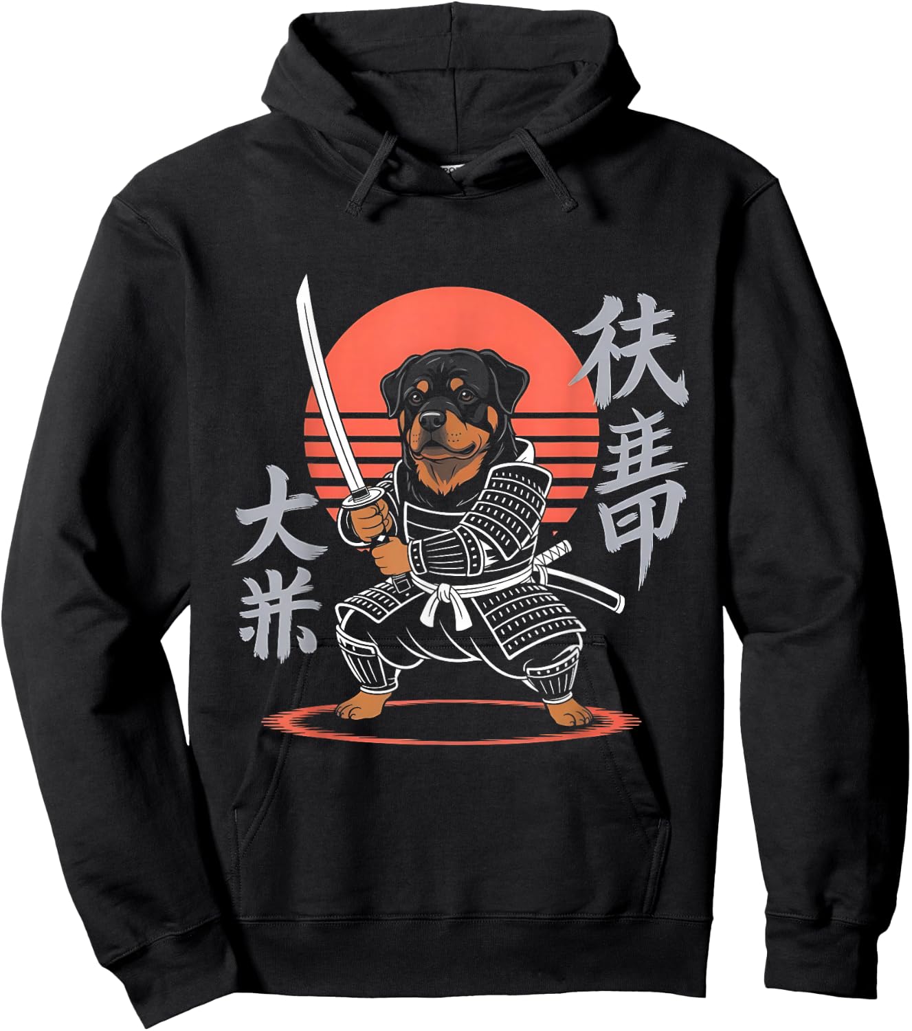 Funny Rottweiler Ninja Samurai Retro Anime Rottie Dog Lovers Hoodie - Hoodie | Black