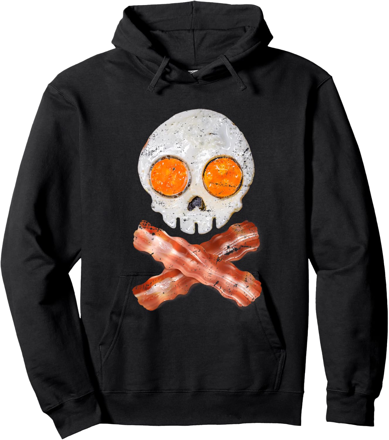 Bacon Egg Breakfast Ghoul Skull Gift Halloween Hoodie - Hoodie | Black