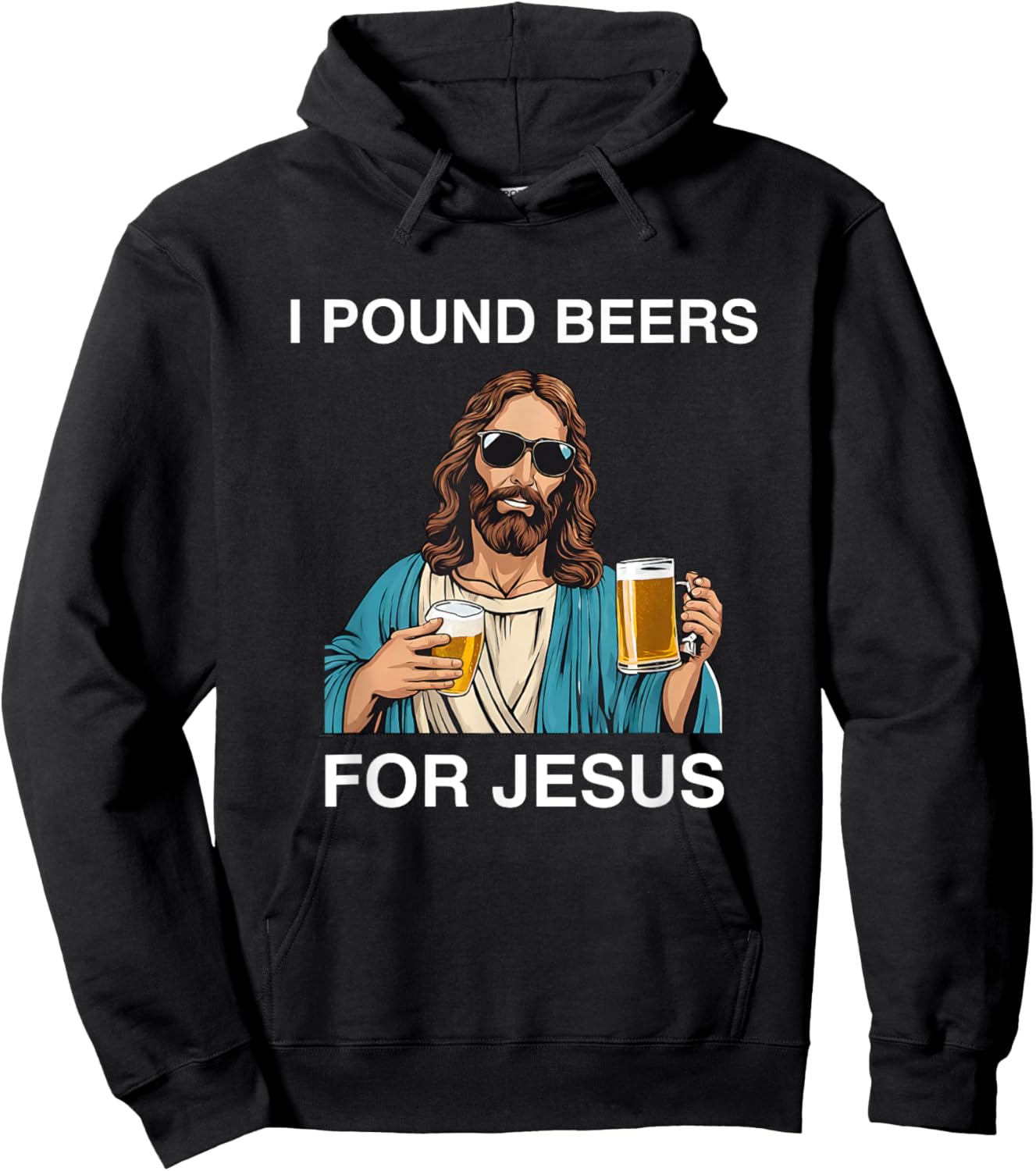 I Pound Beers For Jesus Y2K Drinking College Darty Party Hoodie - Hoodie | Black