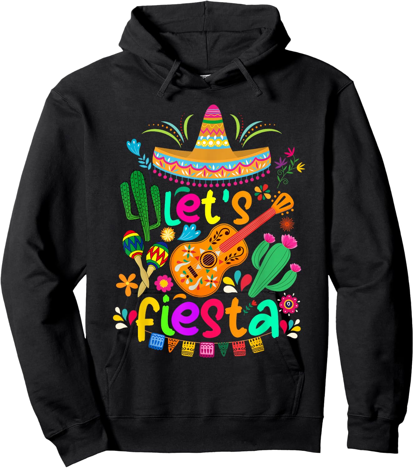 Cinco De Mayo Mexican Cactus Shirt Lets Fiesta Party , Black, S Hoodie - Hoodie | Black