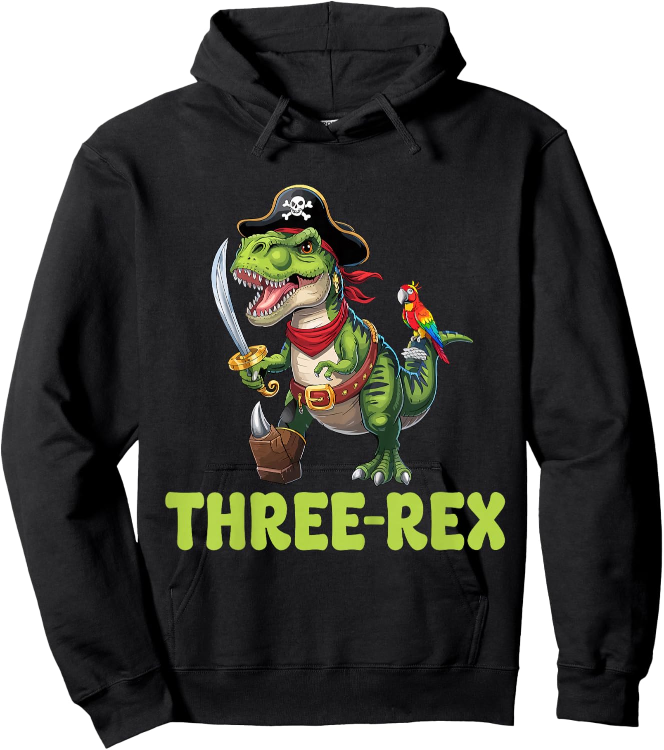T-Rex Dinosaur Kids Pirate 3 Years Old 3rd Birthday Hoodie - Hoodie | Black