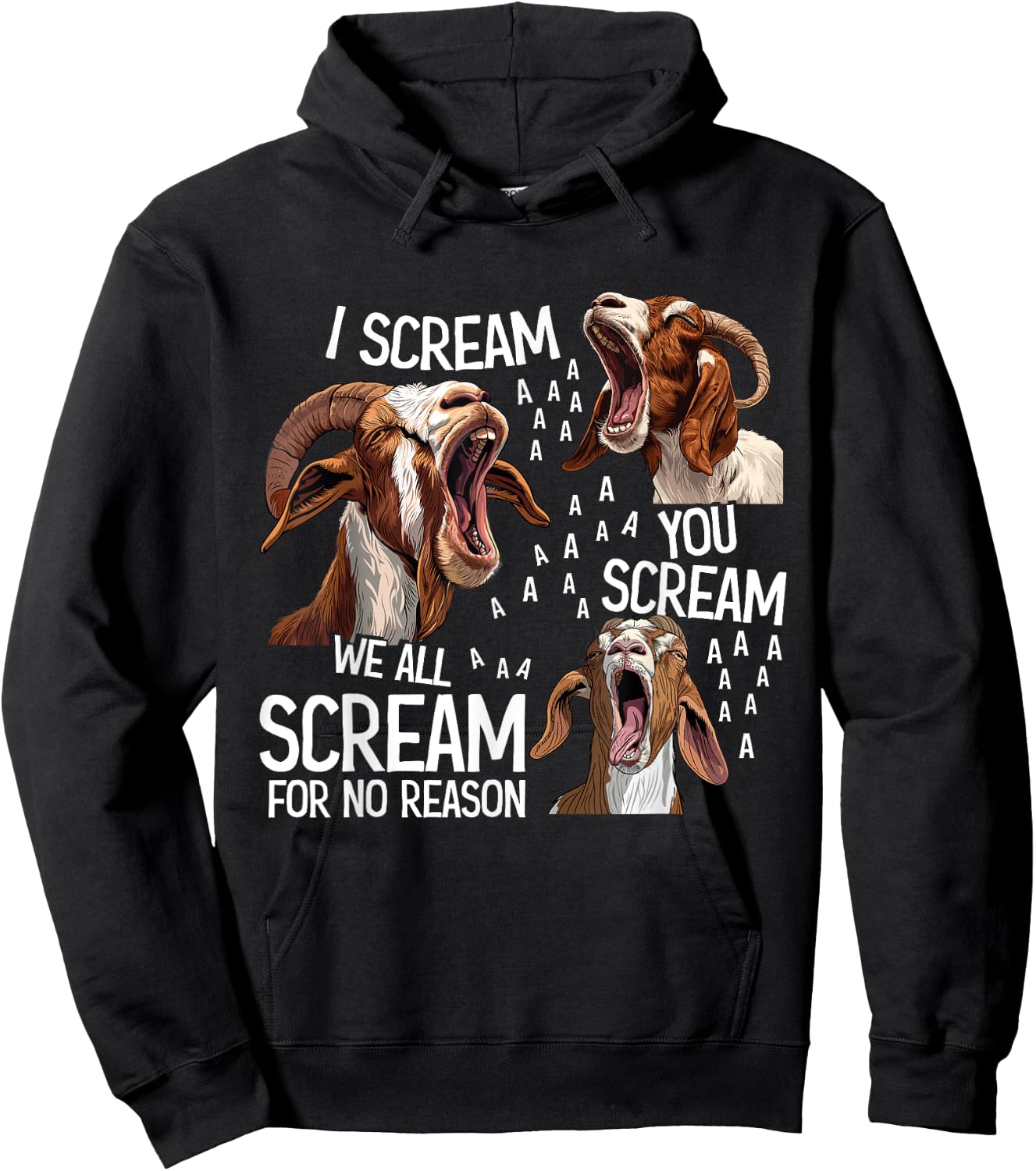 Boer Goat Accessories & Boer Goat Clothing Boer Goat Black -Kids -Adults Classic Fit Short Sleeve Pull On Letter Print Animal-Themed Design Hoodie - Hoodie | Black