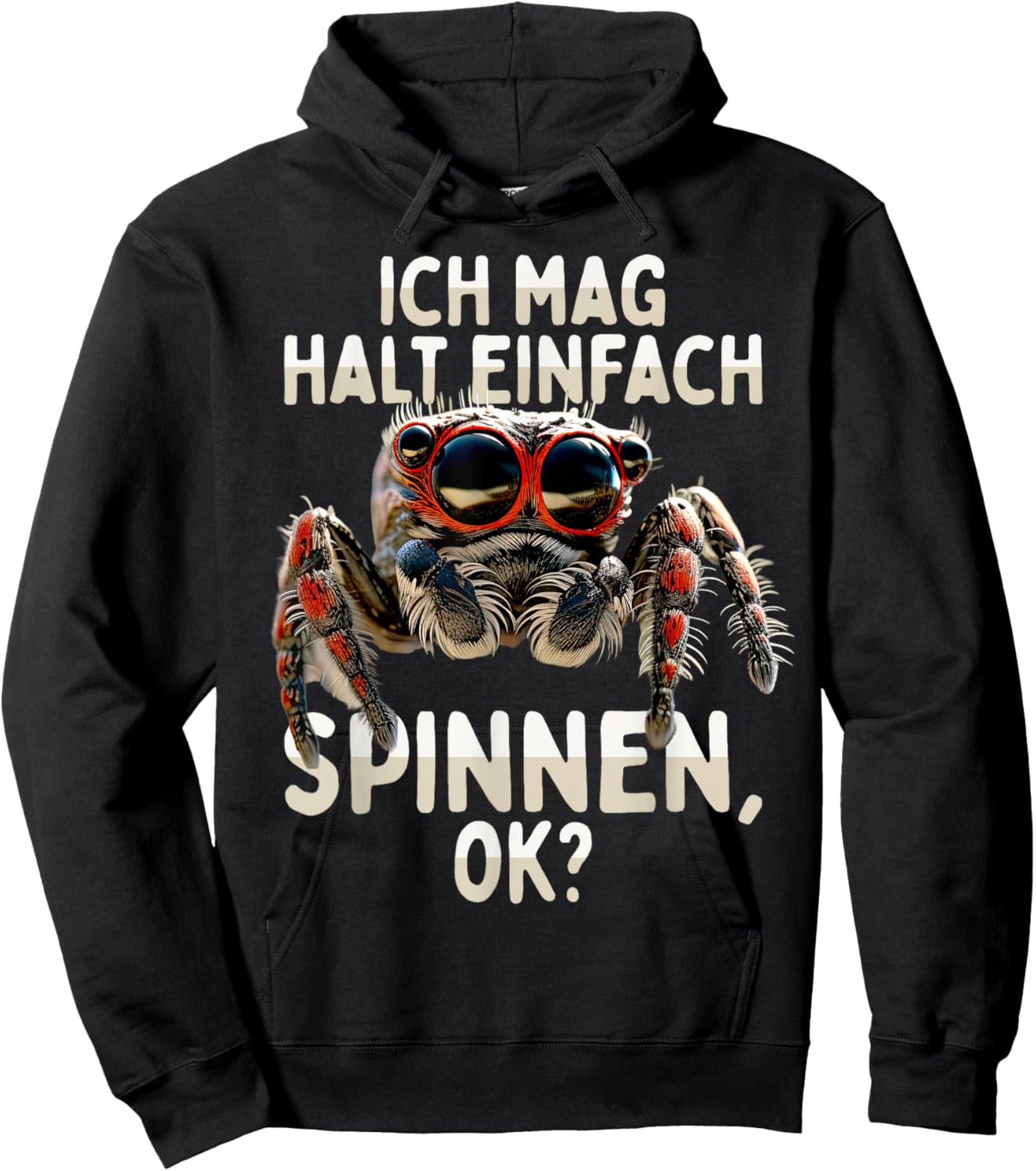Spider Phidippus Regius Springspinne Ich Mag Halt Spinnen , black Hoodie - Hoodie | Black
