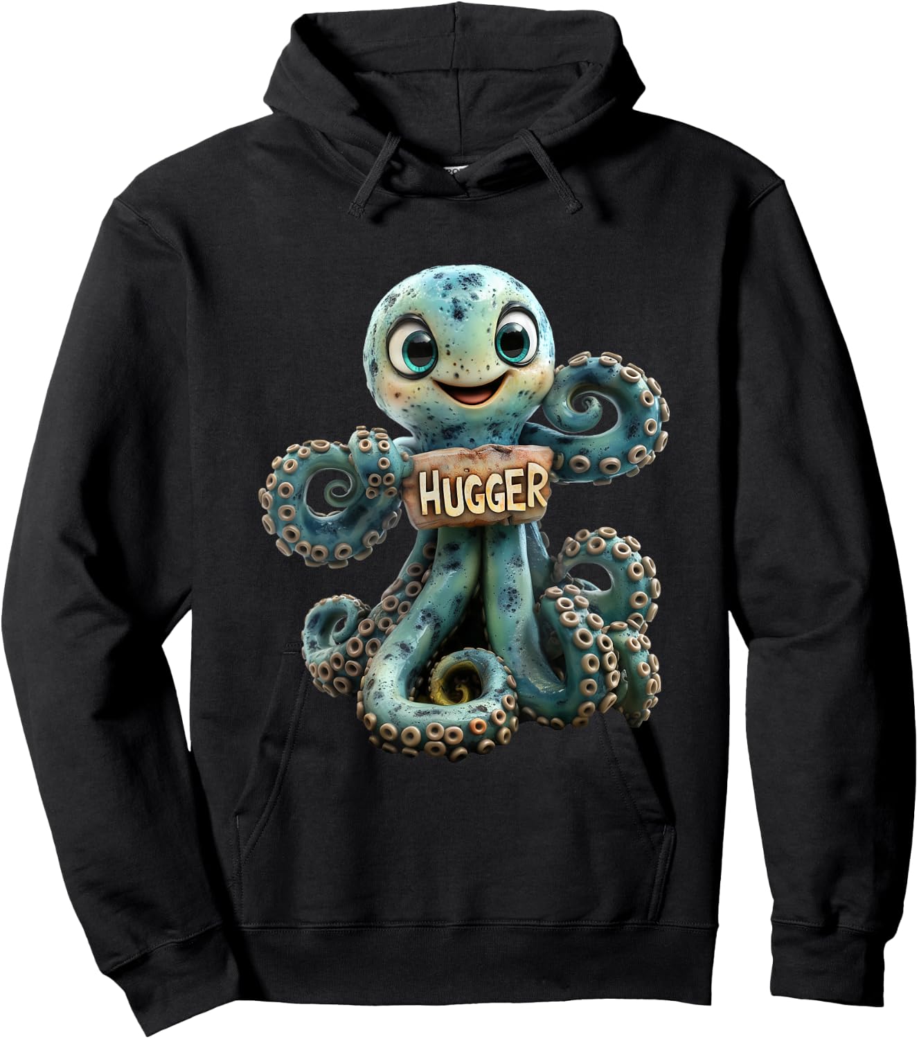 Hugger - Funny Cute Octopus Hoodie - Hoodie | Black