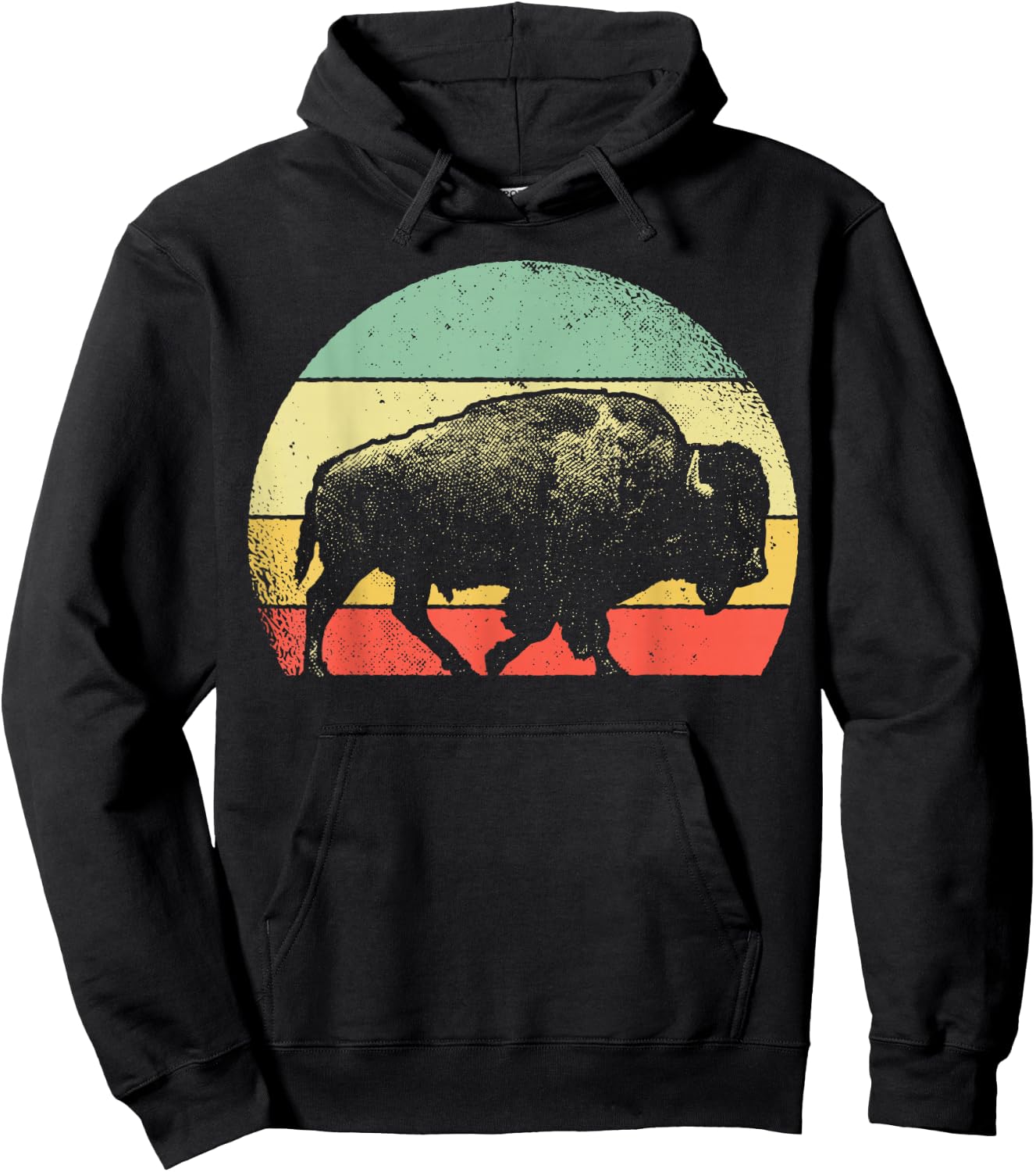 Bison Lover Gifts Wildlife I Bison Natural Reserve Vintage Buffalo Graphic Short Sleeve Regular Fit - Black - Small - -Adults Hoodie - Hoodie | Black
