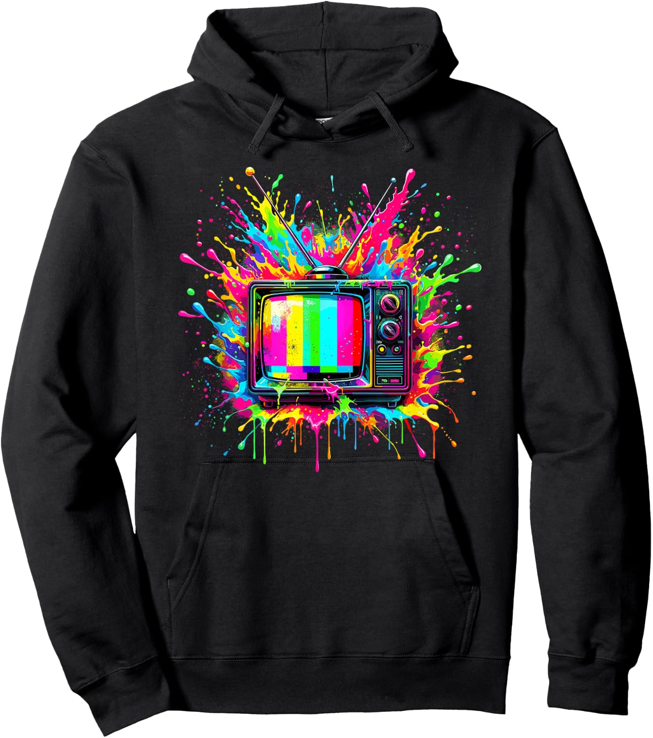 Splash Art Television Vintage TV Retro 70s 80s Hoodie - Hoodie | Black