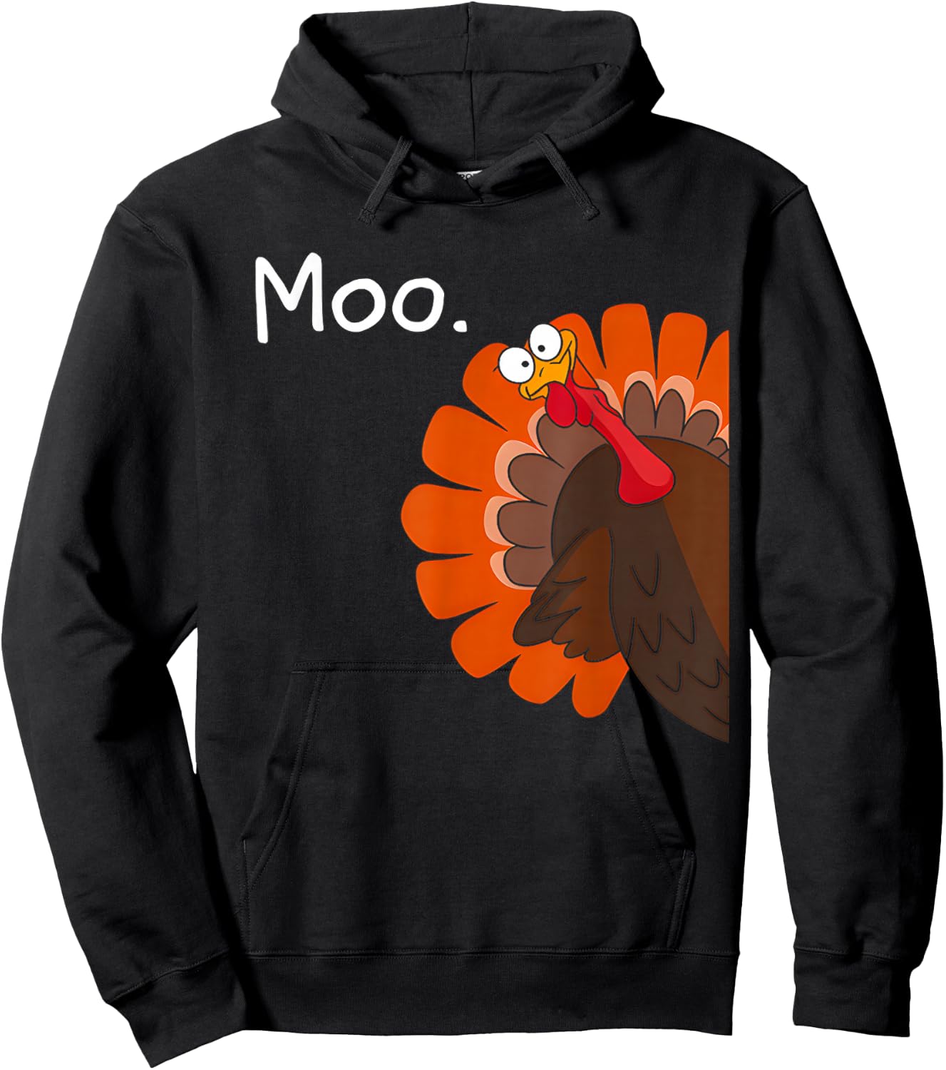 Funny Thanksgiving Turkey Moo Fake Cow Women Kids Hoodie - Hoodie | Black
