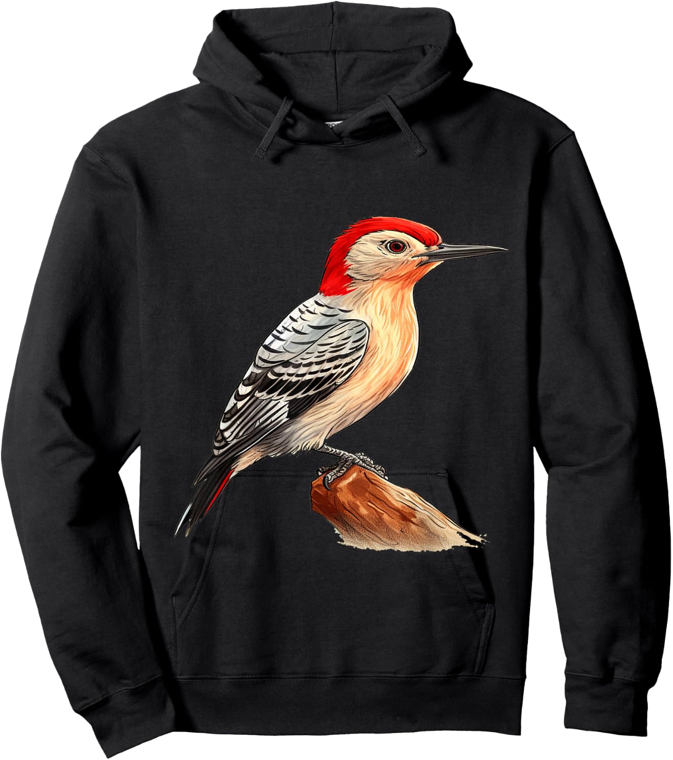 Red bellied woodpecker bird lover illustration Hoodie - Hoodie | Black