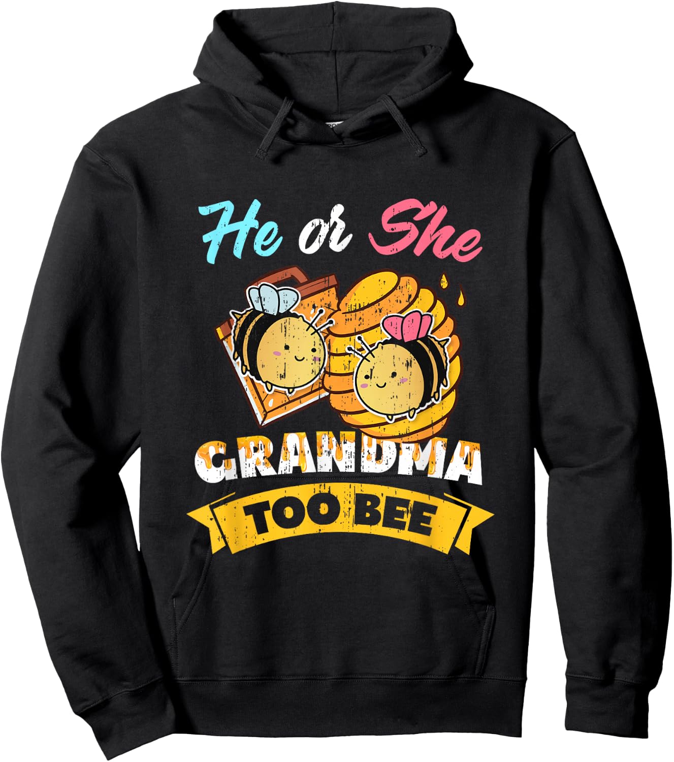 Gender Reveal Party He Or She Grandma To Bee Hoodie - Hoodie | Black