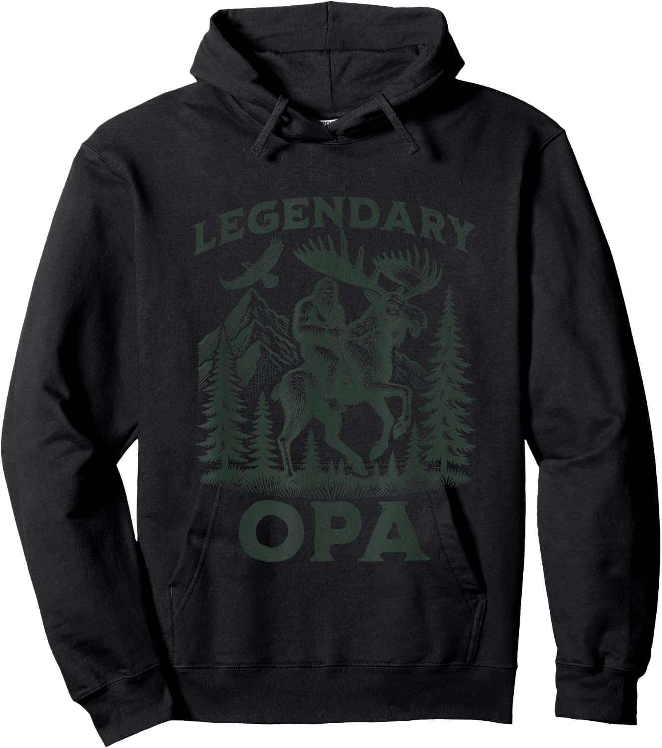 Legendary Opa Bigfoot Funny Fathers Day Moose Hike Adventure Hoodie - Hoodie | Black