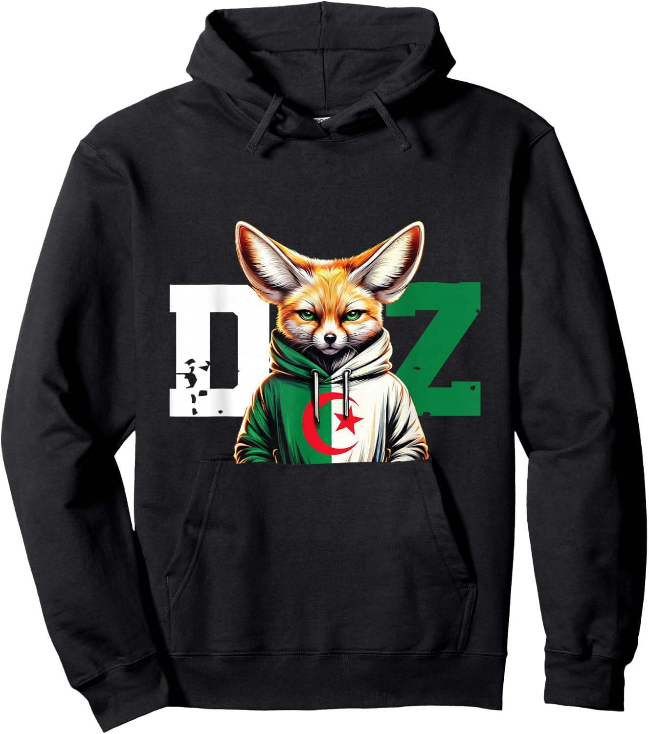 Fennec Algerian Flag Football Gift Jersey Dz , Black, S Hoodie - Hoodie | Black