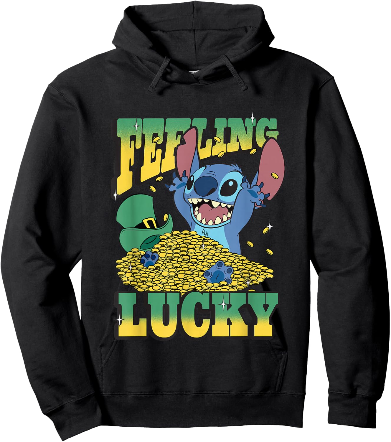 Disney Lilo & Stitch St. Patrick's Day Feeling Lucky Stitch Hoodie - Hoodie | Black