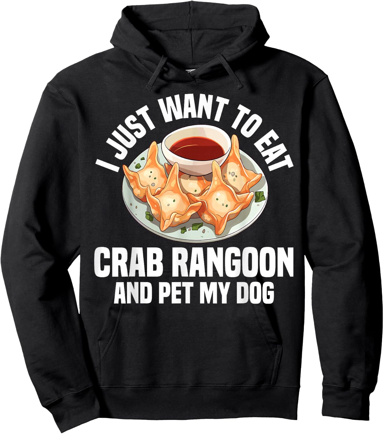 Crab Rangoon Clothes & Crab Rangoon Clothing -Adults, -Kids Crab Rangoon Food Lover Chinese Accessories Black Small Classic Fit Short Sleeve Hoodie - Hoodie | Black