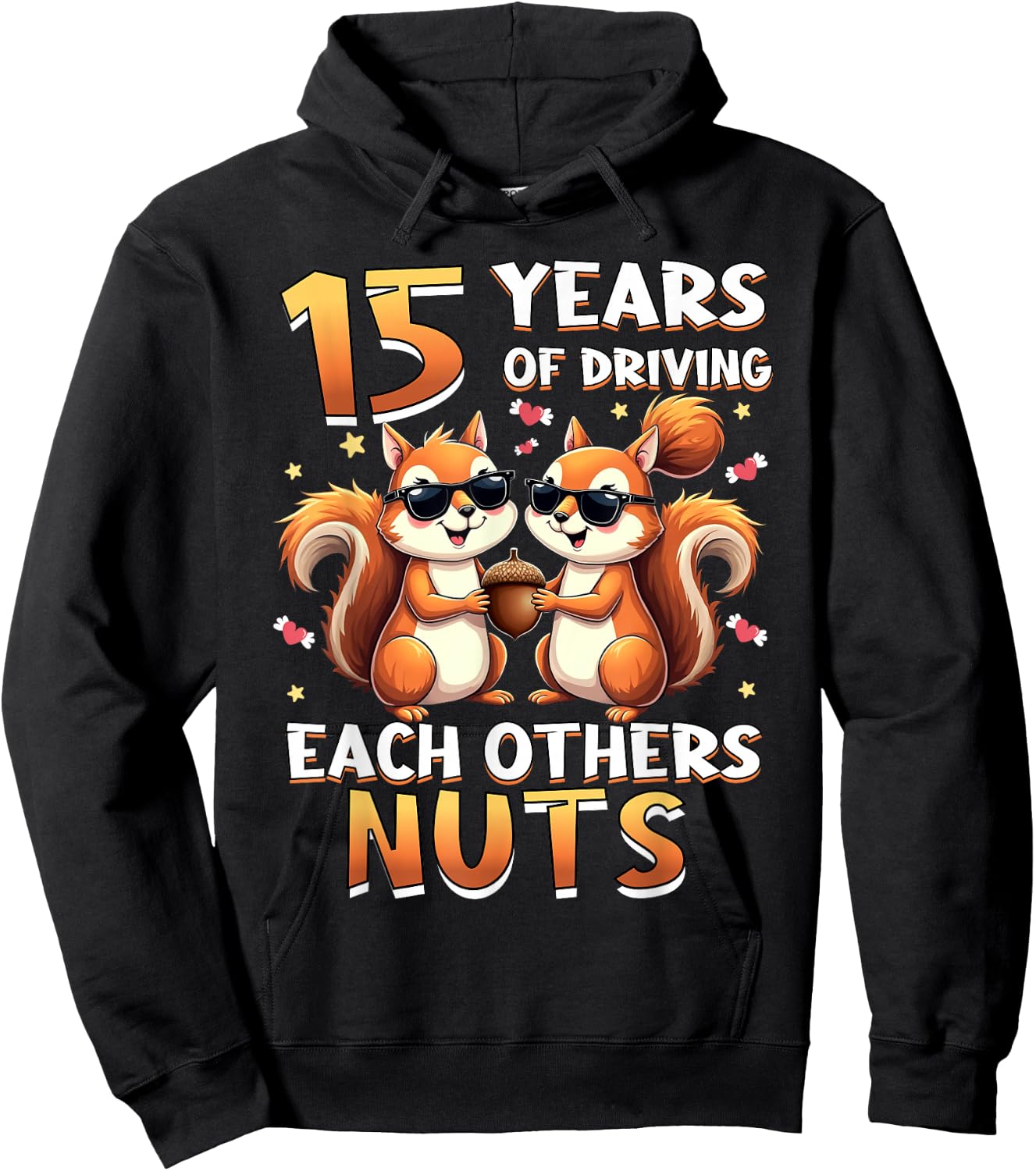 15 Years Of Driving Each Other Nuts Squirrel Couple Matching Hoodie - Hoodie | Black
