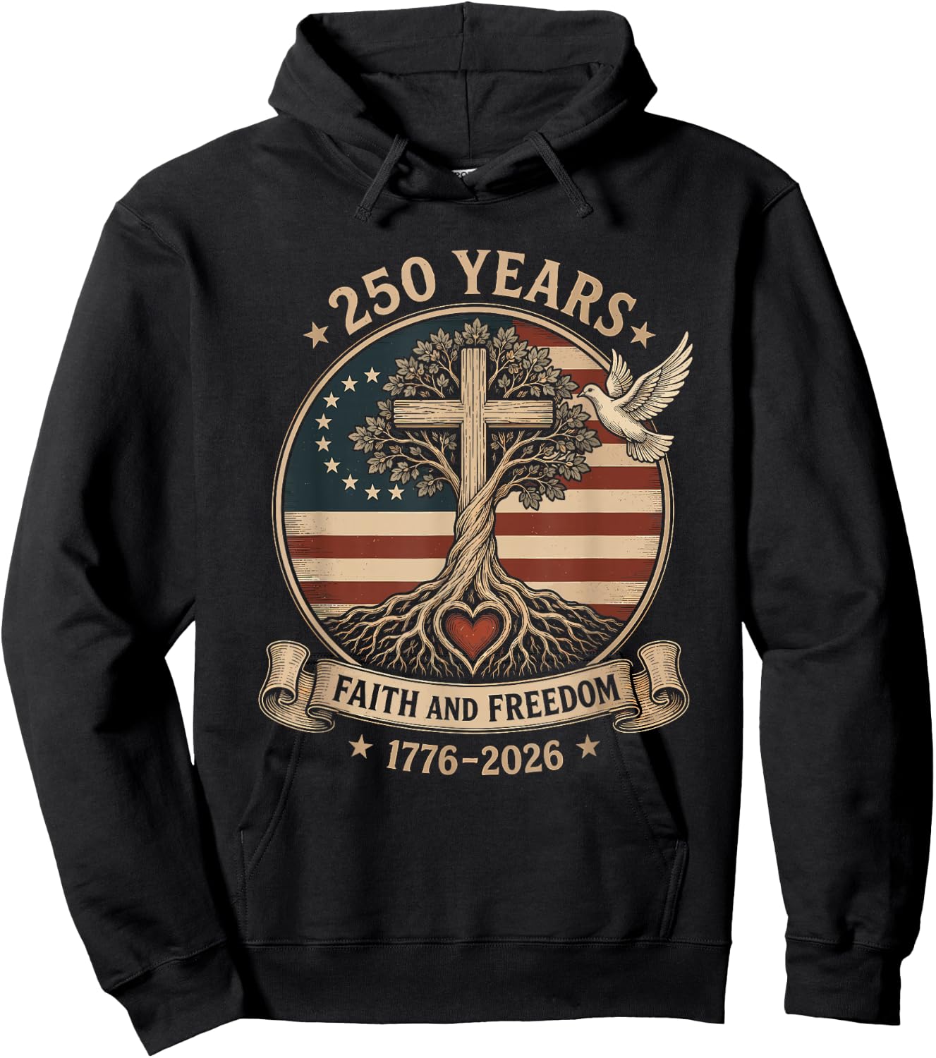250 Years Faith and Freedom 1776-2026 Christian Patriotic Hoodie - Hoodie | Black