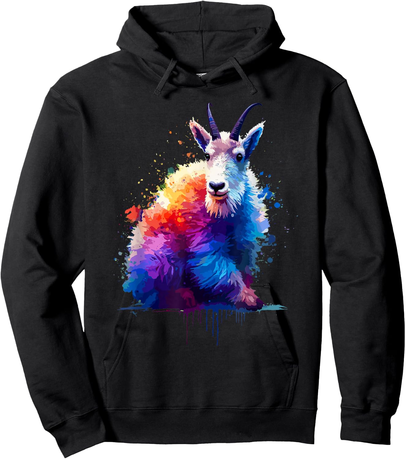 Splash Art Mountain Goat Goats Hoodie - Hoodie | Black