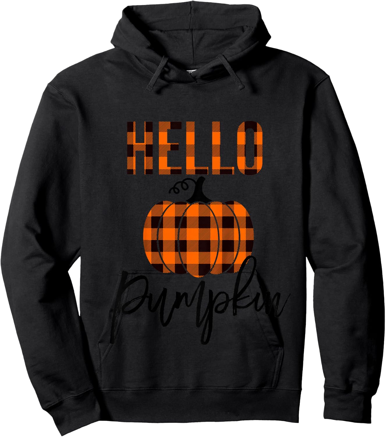 Kids Hello Pumpkin Plaid Toddler Girls Pumpkin Patch Hoodie - Hoodie | Black