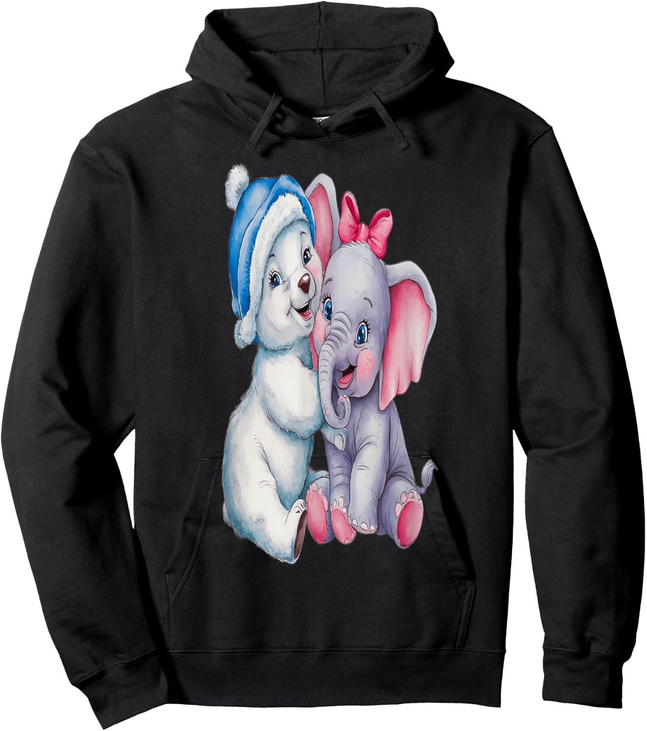 Ours caline éléphant , Black, S Hoodie - Hoodie | Black
