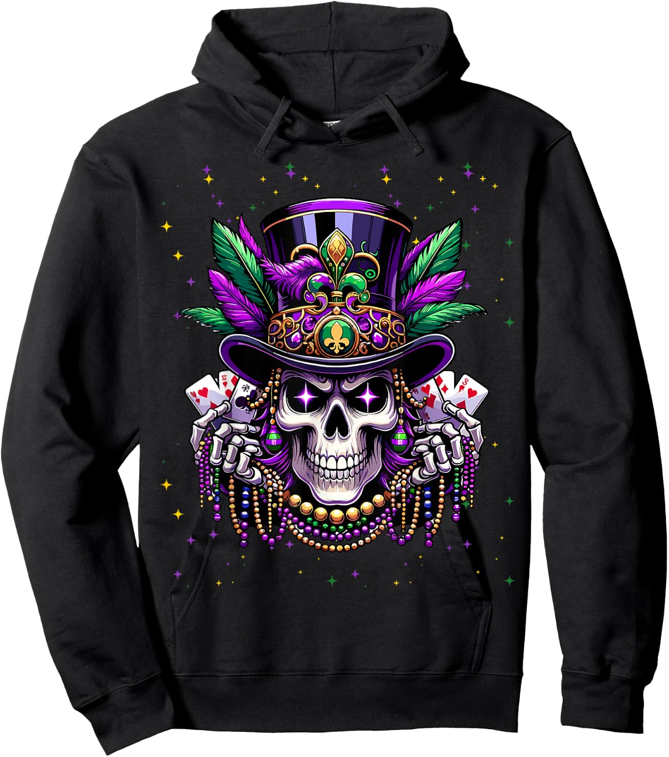 Mardi Gras Skull Top Hat New Orleans Witch Doctor Voodoo Hoodie - Hoodie | Black