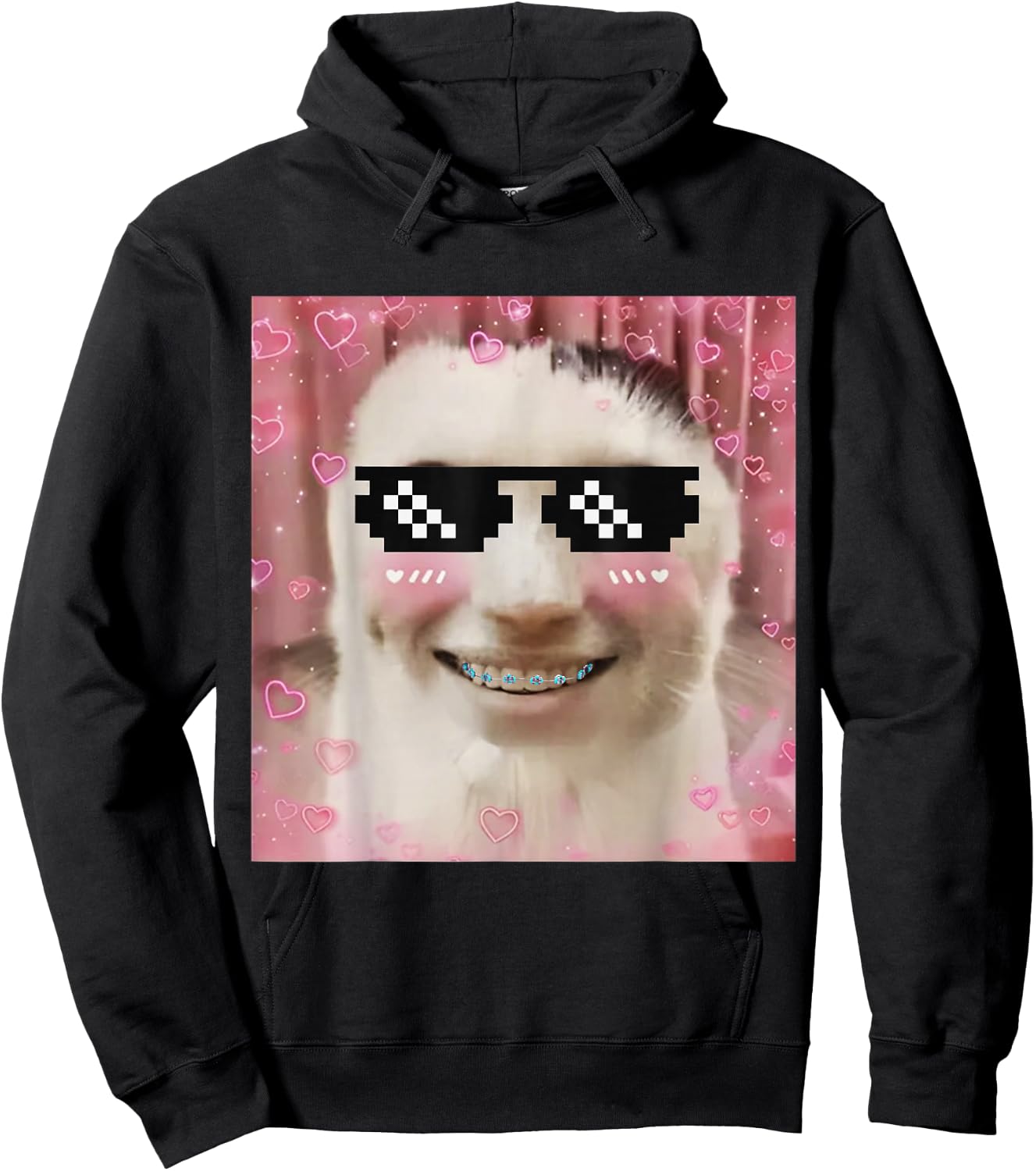 Goofy Ahh Cat Meme Dank Cursed Weirdcore Cringey Banana Cat Hoodie - Hoodie | Black