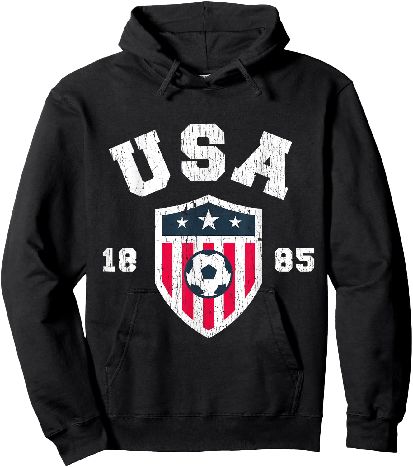 Vintage USA Soccer 1885 American Flag Football Hoodie - Hoodie | Black