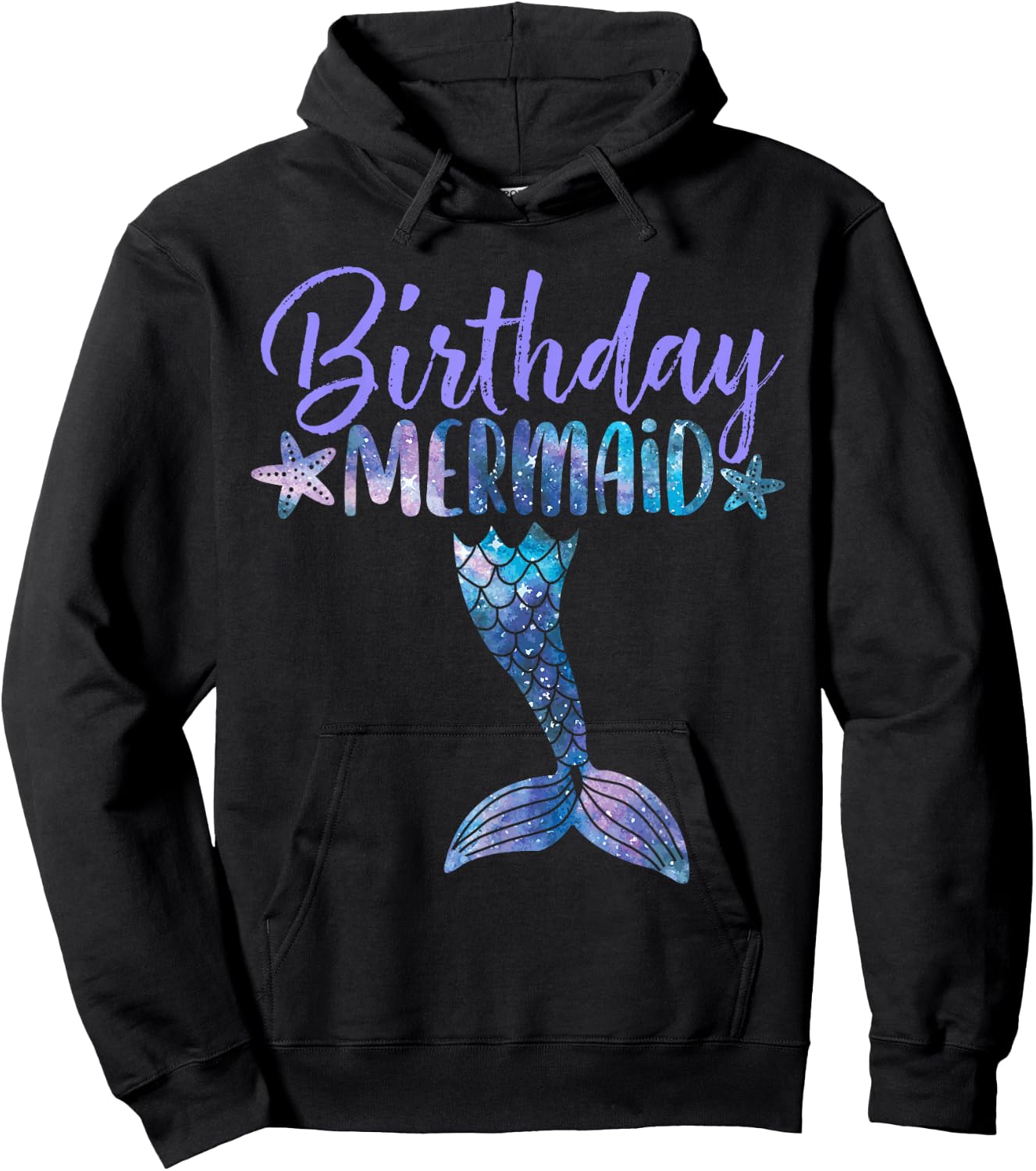 Birthday Mermaid Party Girl Tail Matching Mermaid Squad Hoodie - Hoodie | Black