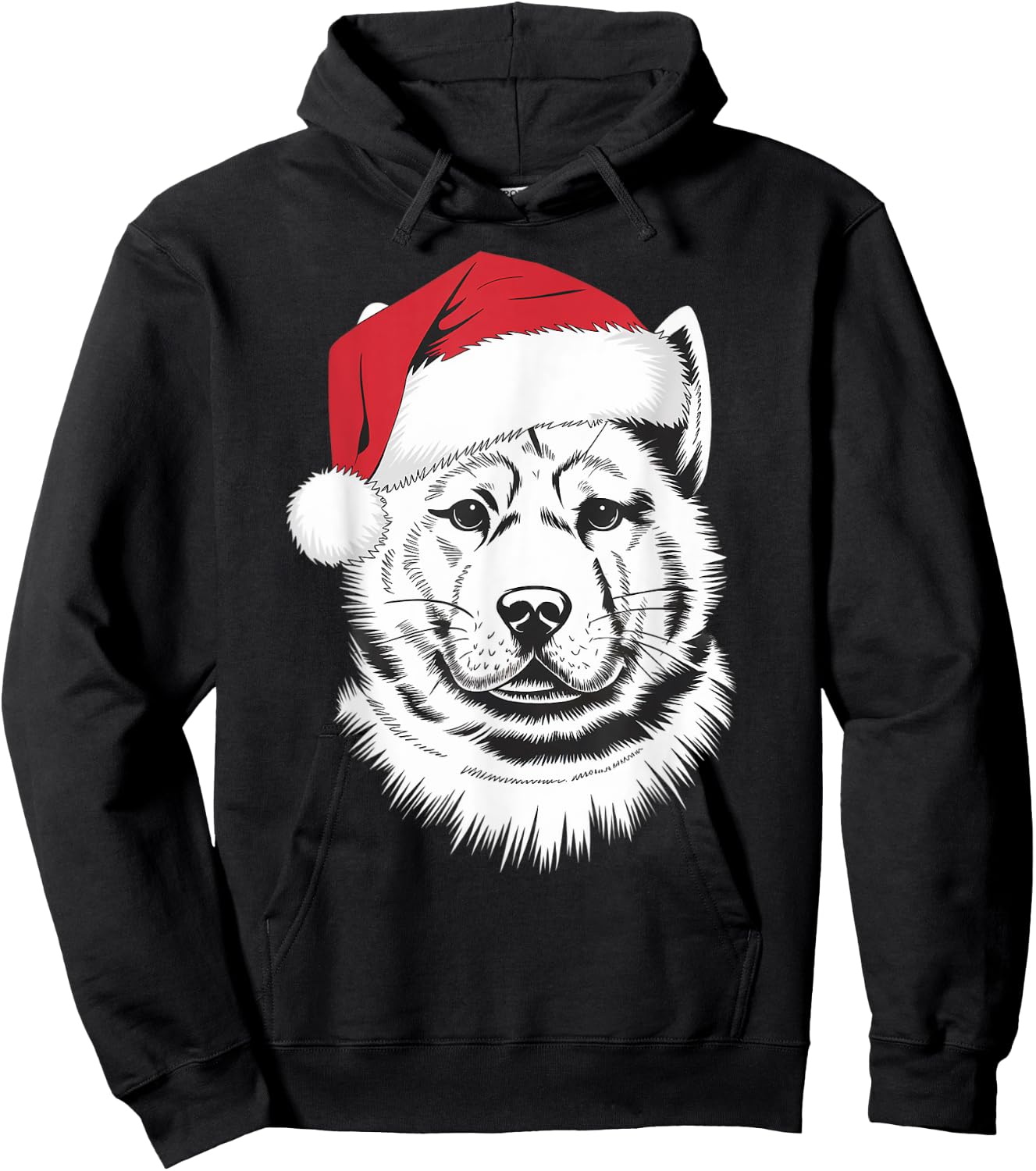 Joyful Akita Santa Dog on Akita Christmas Hoodie - Hoodie | Black