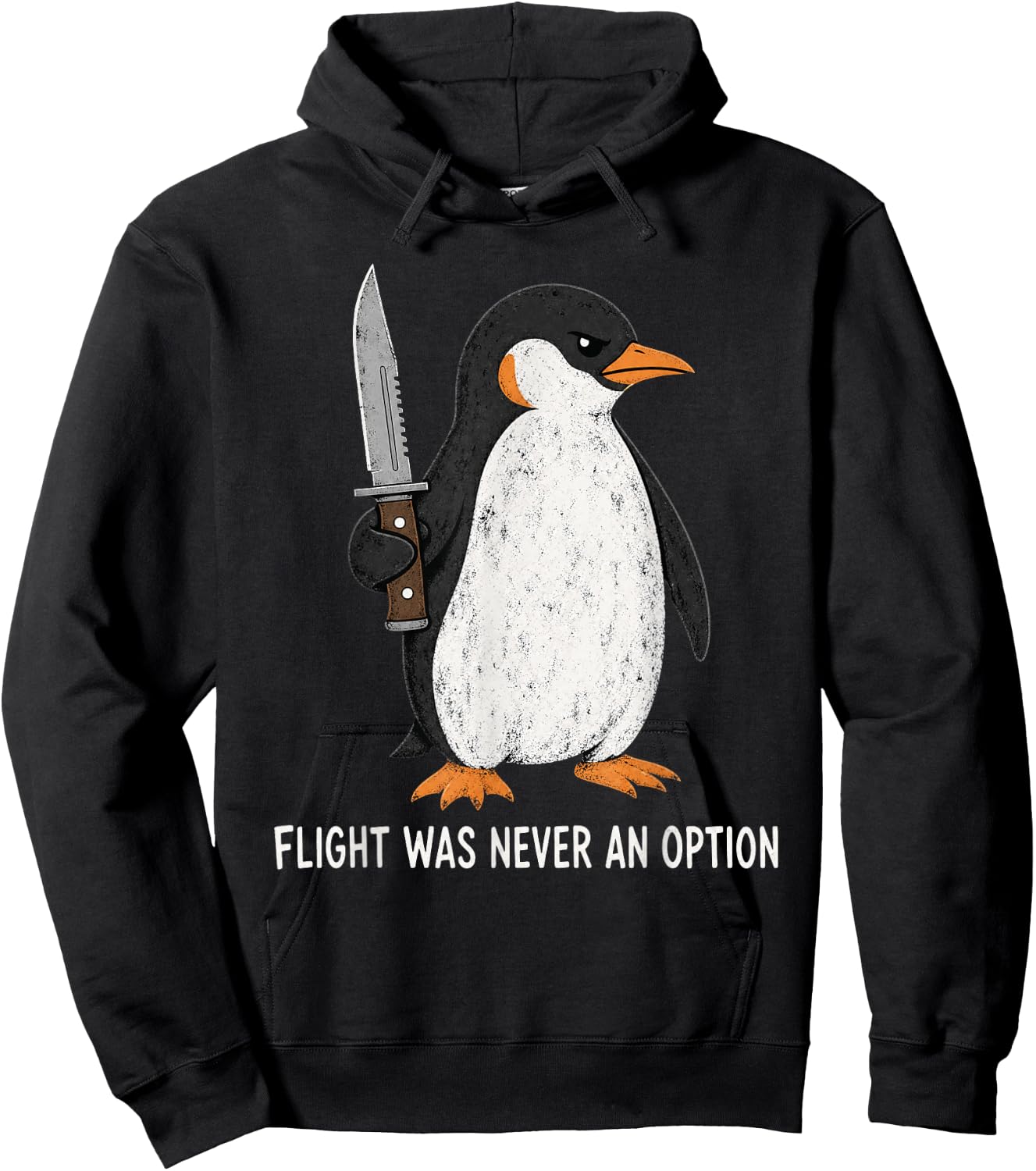 Flight was Never an Option Funny Penguin with Knife Hoodie - Hoodie | Black