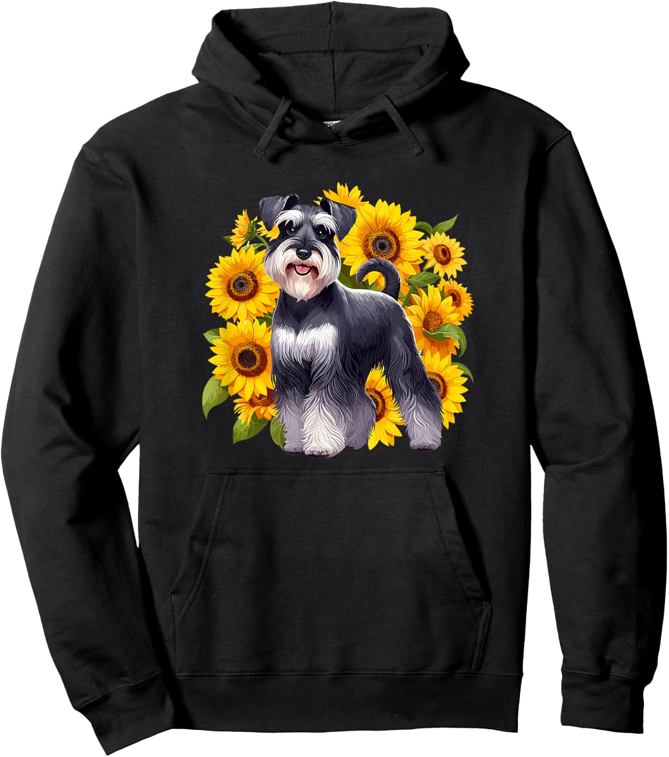 & Girls Sunflowers Flowers Miniature Schnauzer Lover Hoodie - Hoodie | Black
