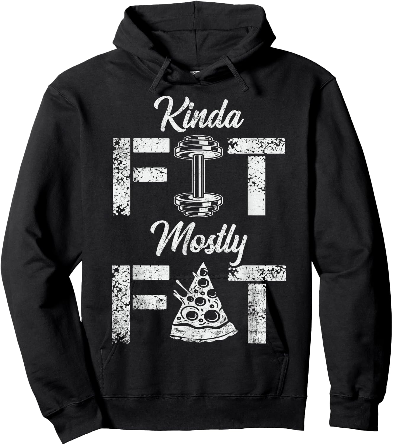 Kinda Fit Mostly Fat Fitness Funny Gym Workout Hoodie - Hoodie | Black