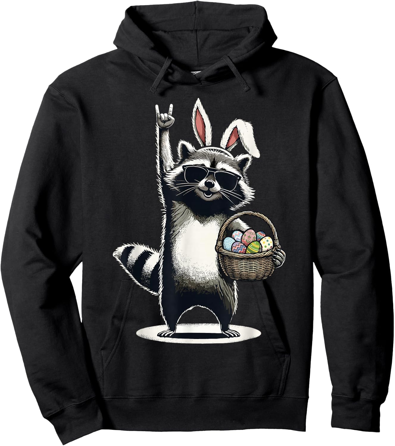 Ostern Waschbär Rocks Ostereiersuche Lustiges Ostern Hoodie - Hoodie | Black