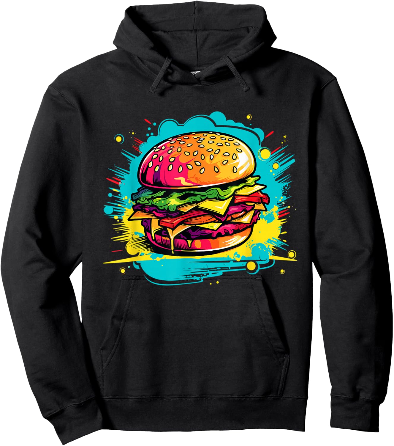 Colorful Burger Hoodie - Hoodie | Black