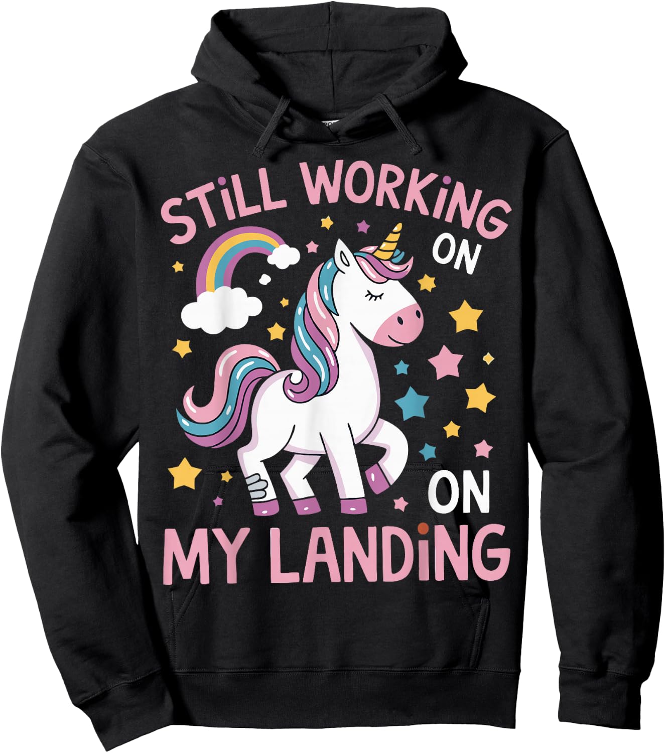 Still Working On My Landing Unicorn Broken Bone Hoodie - Hoodie | Black