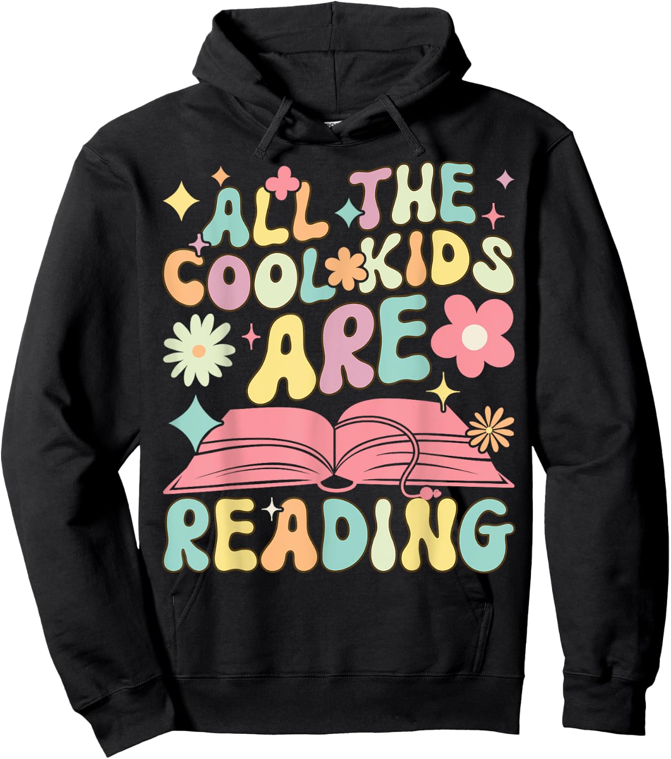 The Cool Kids Are Reading Groovy Book Reader Book Reading Hoodie - Hoodie | Black