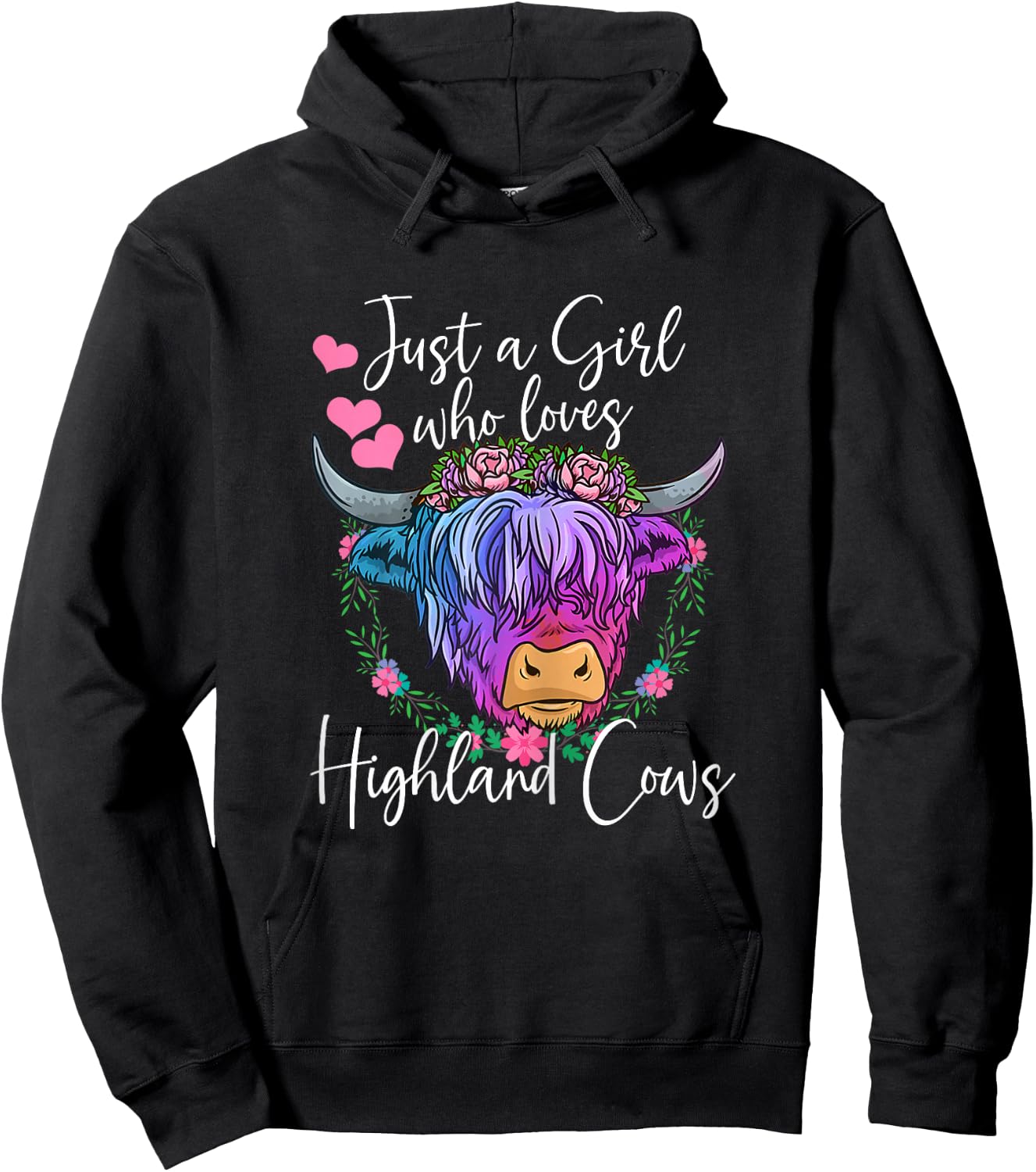 Highland Cow Gifts Women Just a Girl Who Loves Highland Cows Hoodie - Hoodie | Black