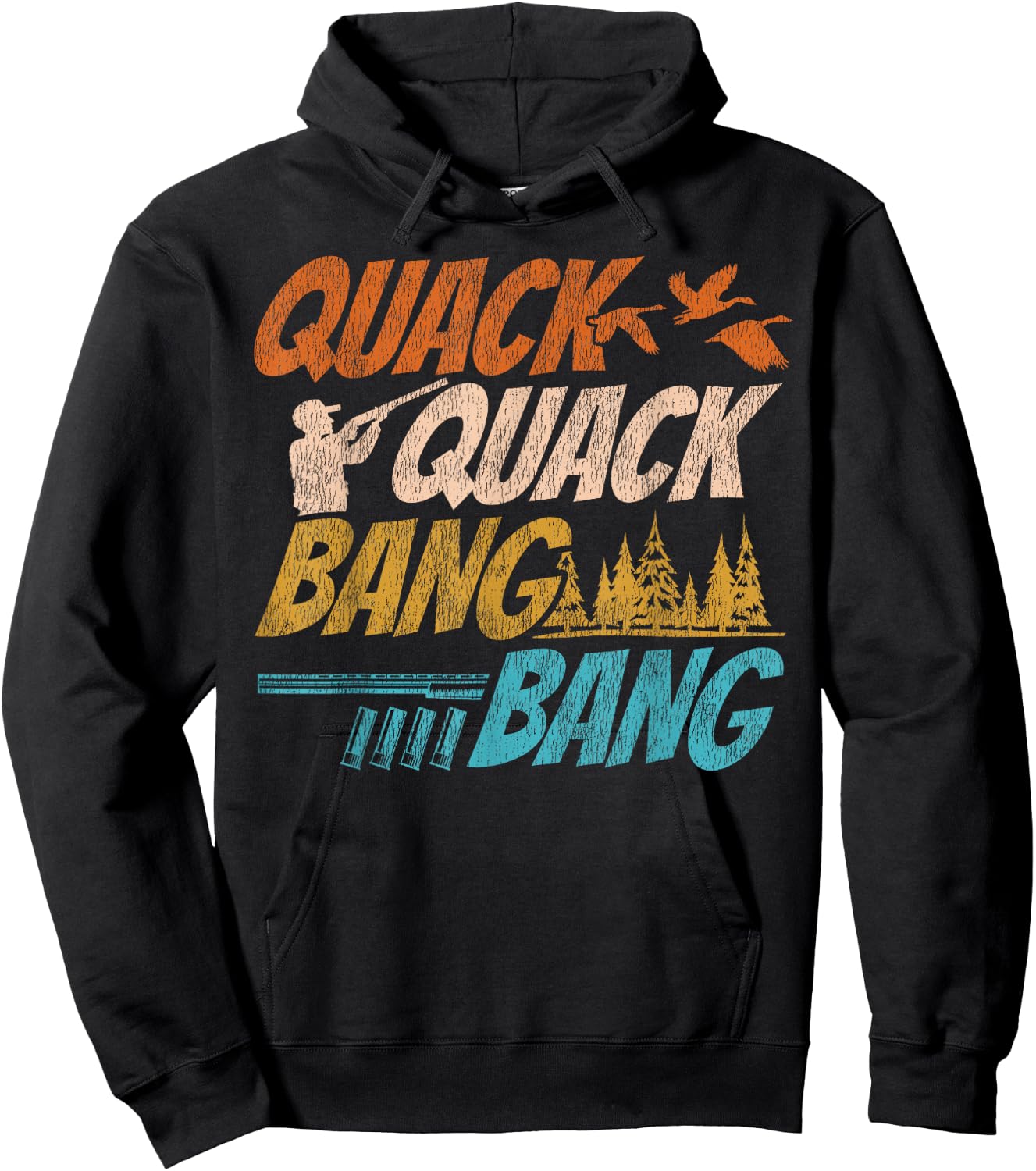 Duck Hunting Hunter Vintage Quack Quack Bang Bang Hoodie - Hoodie | Black