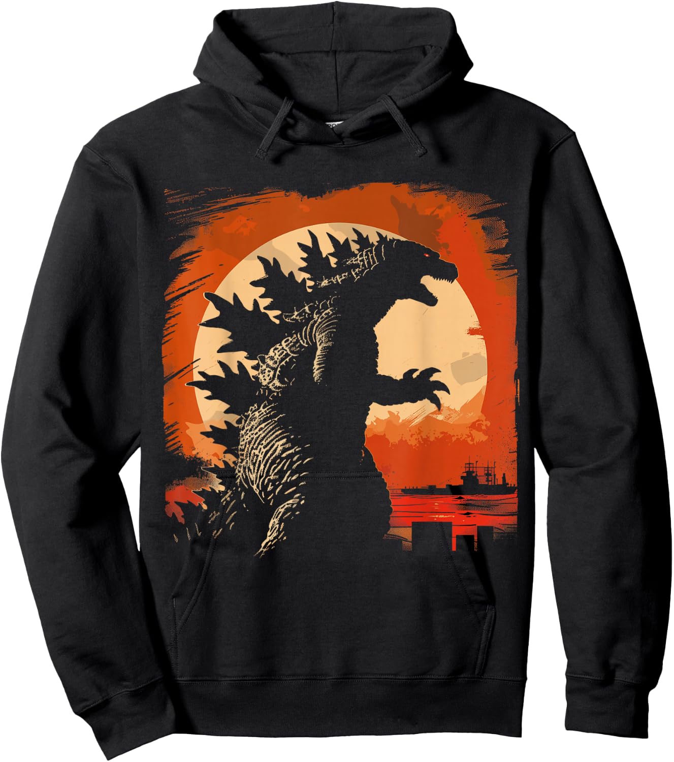 Retro Vintage Japanese Art Legendary Rare Kaiju , -Adults, -Kids, Black, Small, Short Sleeve Hoodie - Hoodie | Black
