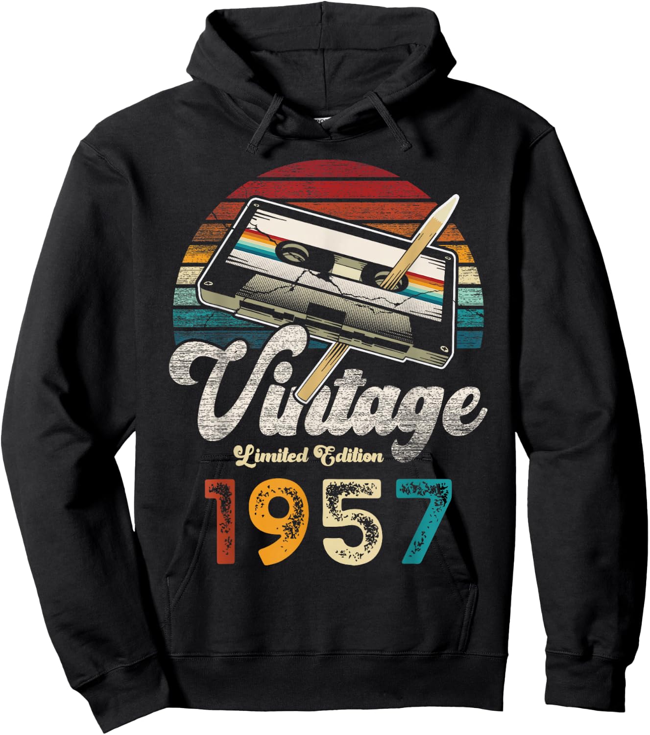 Vintage 1957 Geburtstag 69 Jahre Kassette Bleistift Hoodie - Hoodie | Black