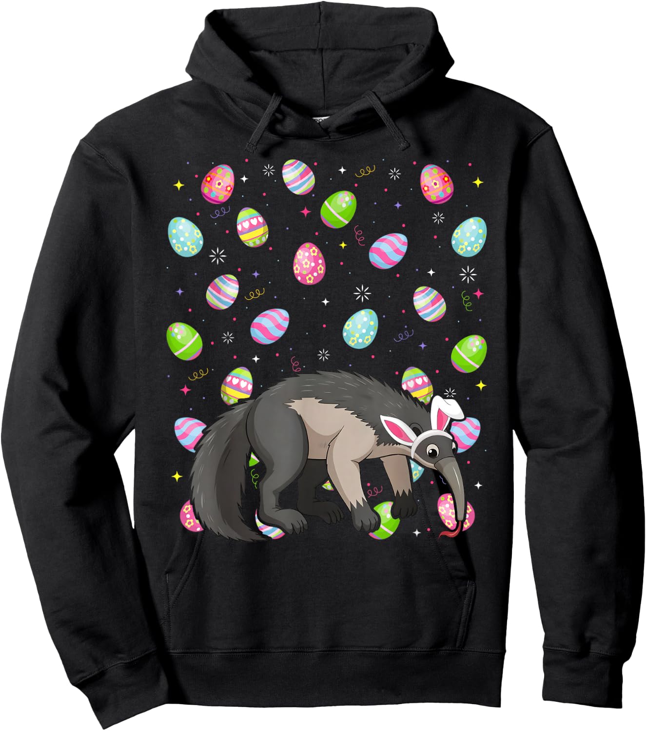 Anteater Happy Easter Egg Hunt Bunny Ear Anteater Easter Hoodie - Hoodie | Black