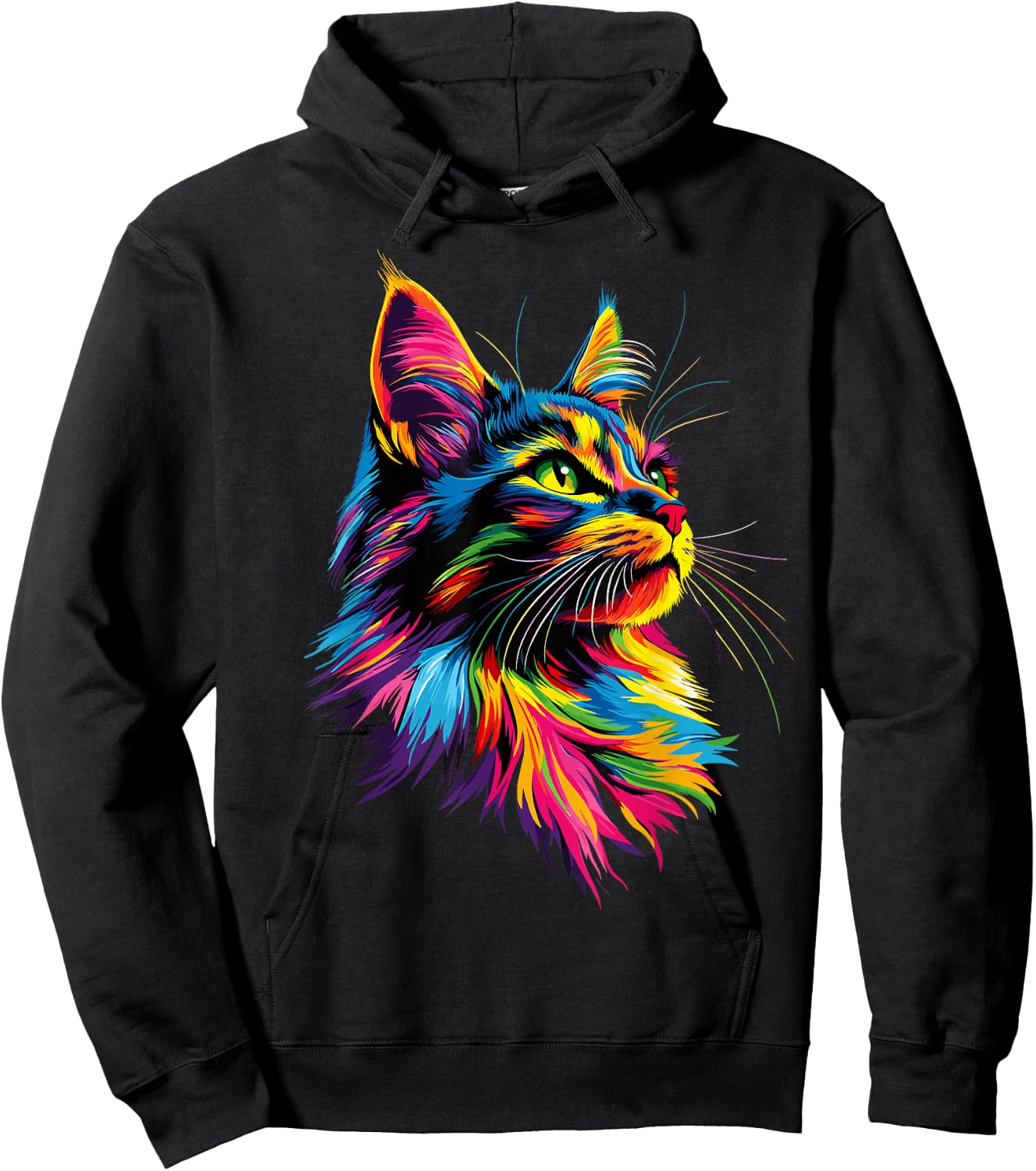 Maine Coon Cat Colors Rainbow Colorful Maine-Coon , Black, S Hoodie - Hoodie | Black