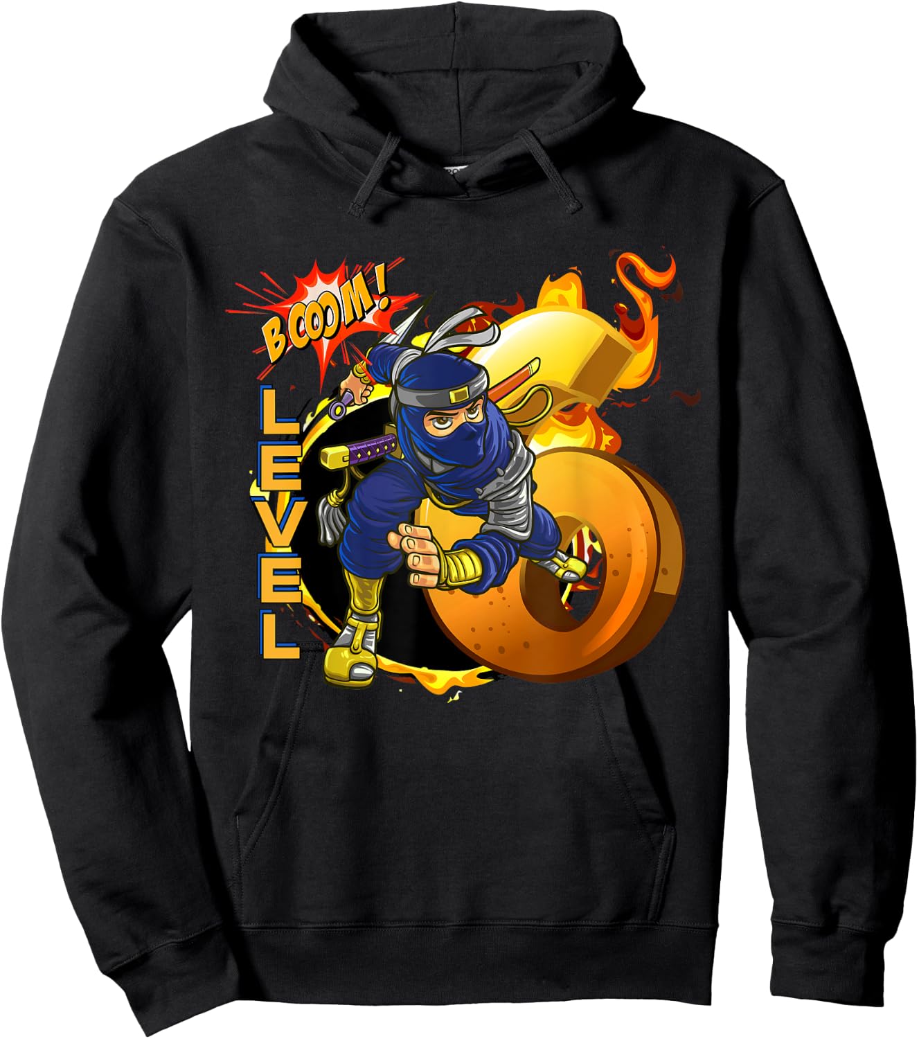 Kinder Ninja Geburtstag, 6 Jahre, Booom Level Ninja 6 Hoodie - Hoodie | Black