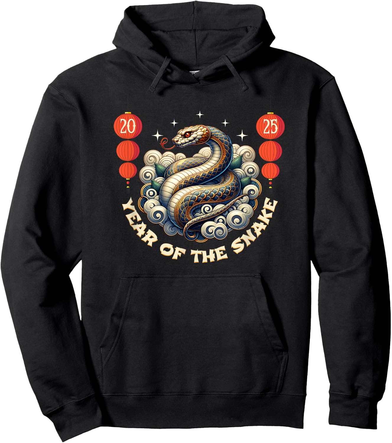 Adult Snake Black Small Modern Classic Fit Crew Collar Collarless Short Sleeve Hoodie - Hoodie | Black