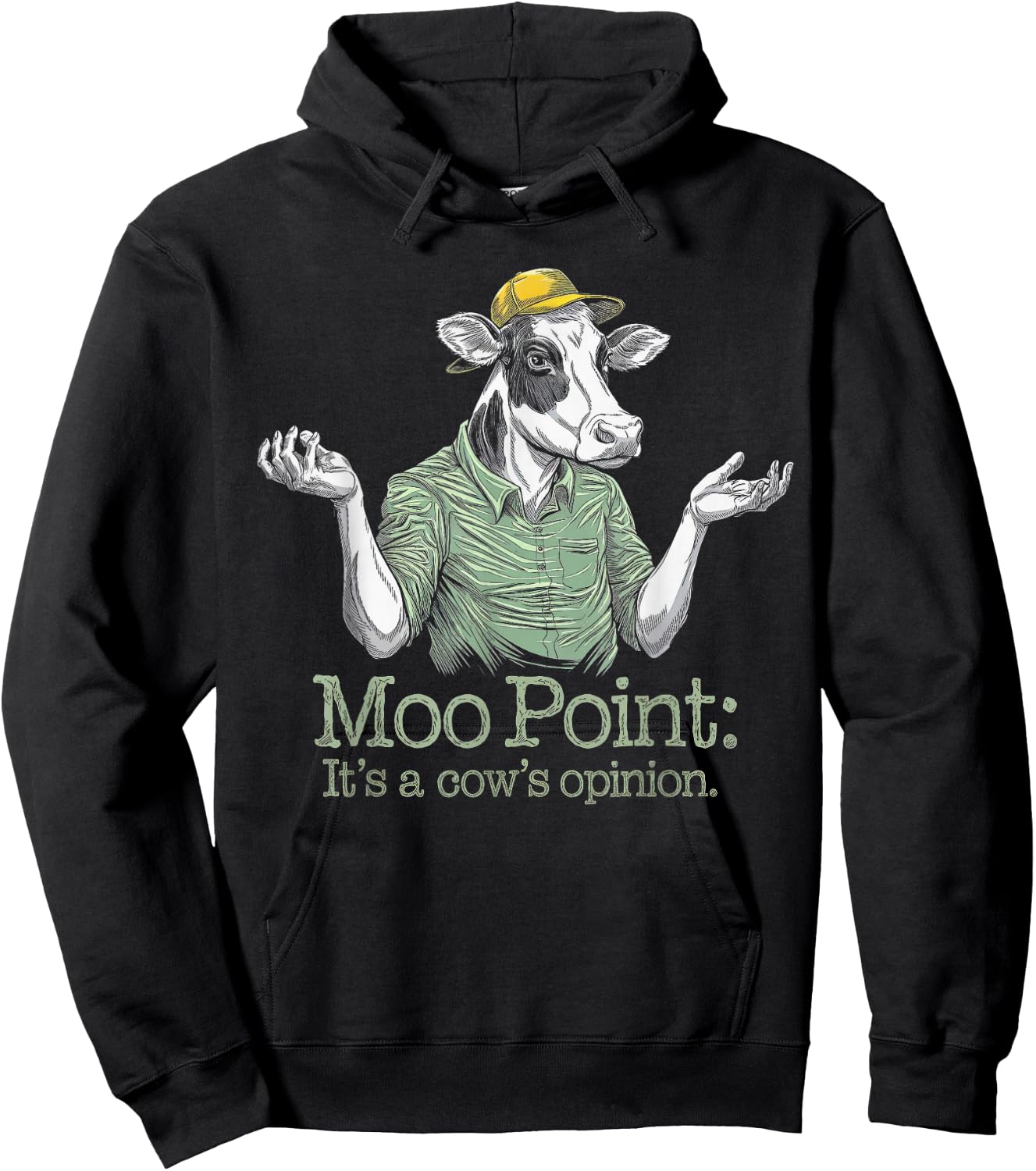 Moo Point: It's a Cow's Opinion, Dairy Farmers Cow Design Hoodie - Hoodie | Black