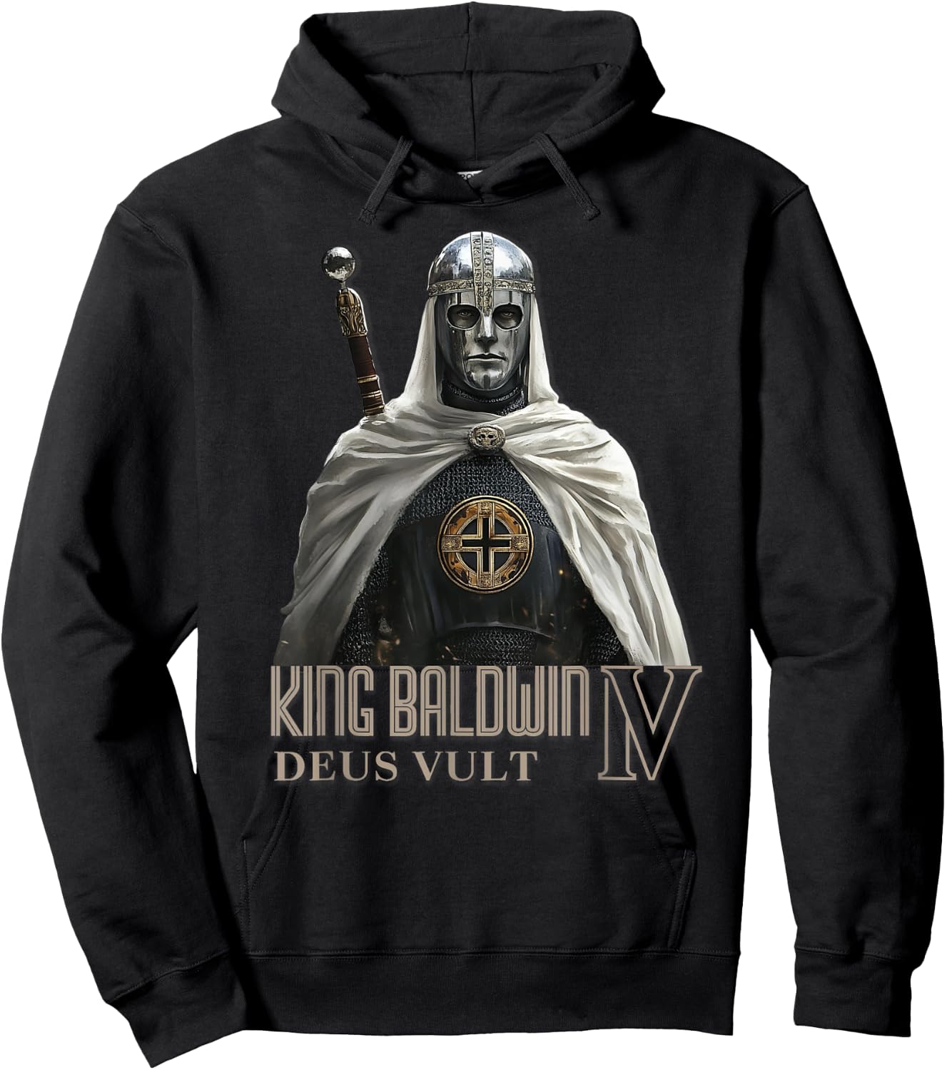 King Baldwin IV Jerusalem Cross Catholic Hoodie - Hoodie | Black