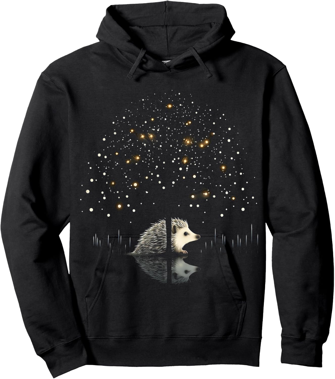 Hedgehog Fantasy Nature Animal Art Graphic Motif Hedgehog Hoodie - Hoodie | Black
