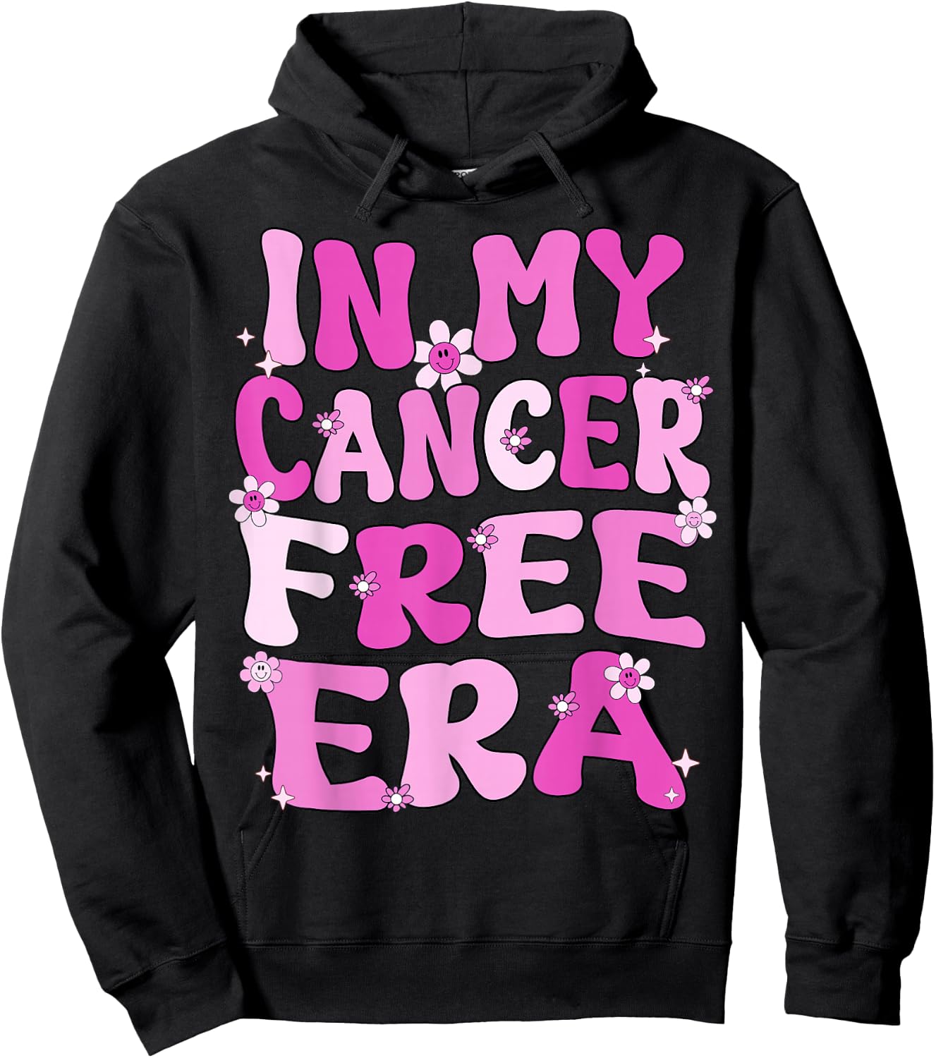 In My Cancer Free Era Retro Groovy Breast Cancer Awareness Hoodie - Hoodie | Black