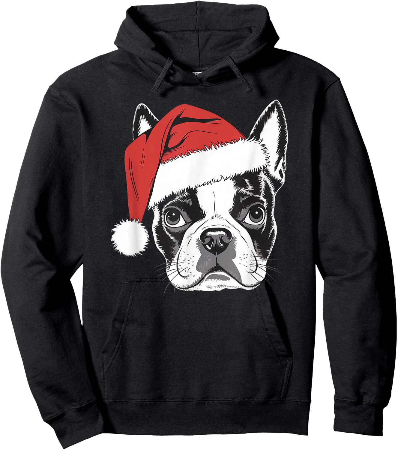 Joyful Boston Terrier Santa Dog on Boston Terrier Christmas Women Kids Hoodie - Hoodie | Black