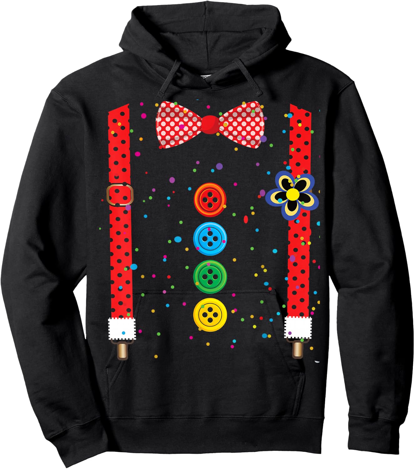 Clown Carnival Costume Clown Costume Clown Fancy Dress Confetti , black Hoodie - Hoodie | Black