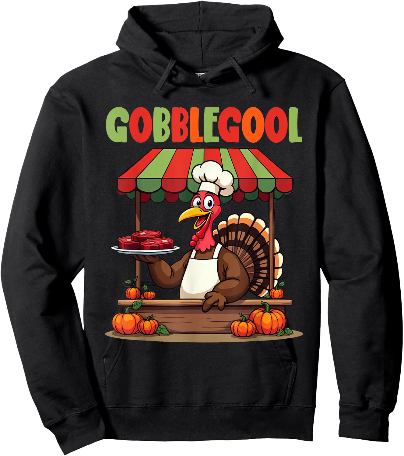 Gobblegool Turkey Cheef Thanksgiving turkey Men Women Hoodie - Hoodie | Black