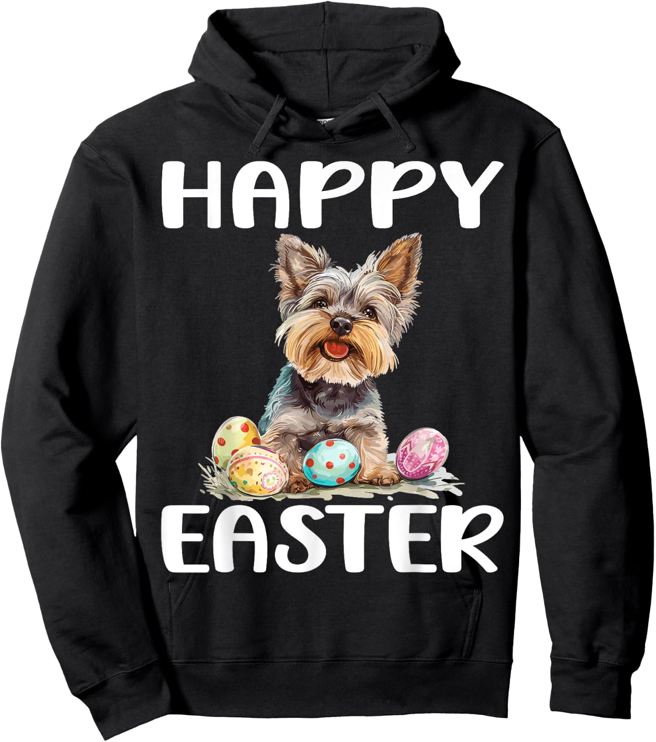 Yorkie Yorkshire Terrier Dog Breed Happy Easter Men Women Hoodie - Hoodie | Black